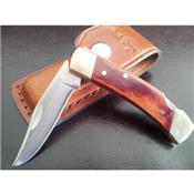 Couteau Schrade Uncle Henry Smoky Acier 7Cr17 Manche Bois Lockback Etui Cuir SCHLB5 - Free Shipping