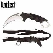 UC2977 United Cutlery Honshu Karambit | Couteau Fixe Lame Hawkbill Acier 7Cr13 Satin | Manche Rubberized Housse Shoulder Harness - Livraison Gratuite