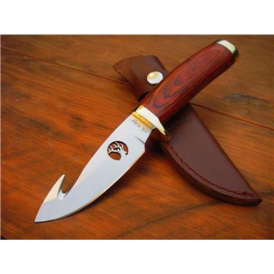 Couteau Elk Ridge Guthook Hunter Lame Acier Carbone/Inox Guthook Manche Bois ER049 - Free Shipping