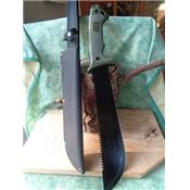 Couteau Machette Bowie Lame Acier Inox Manche Caoutchouc Etui Nylon CN211503 - Livraison Gratuite