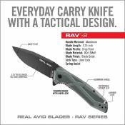 AVRAV2 – Real Avid RAV 2 Linerlock A/O – Couteau pliant Lame Acier 8Cr13MoV Black Drop Point Manche Aluminium Gris – Livraison Gratuite
