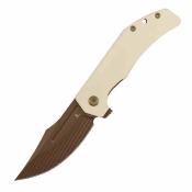 B1089C5 Couteau Orion Flipper | Lame Acier Nitro-V Rose Gold Drop Point | Manche G10 Ivory White | Liner Lock | Livraison Gratuite