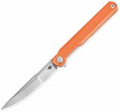 BTKG65B Bestech Duoz |  Couteau Lame Harpoon Acier 14C28N Satin | Manche Orange G10 Linerlock - Livraison Gratuite