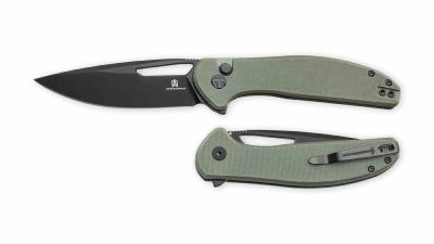 BTKMK18D Bestechman Whalefin | Couteau Pliant Lame Drop Point Acier D2 Black PVD | Manche OD Green G10 Button Lock - Livraison Gratuite