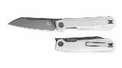 BTKMK20D — Couteau Pliant Bestechman Curvee Liner Lock Lame Acier AEB-L Two-Tone Manche Plaquettes G10 Blanc Front Flipper Thumb Stud Livraison Gratuite