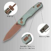 CMB22D Couteau Pliant CMB Made Knives Explorer V2 Lame Acier 14C28N Tanto Manche Micarta Vert Axis Lock - Livraison Gratuite