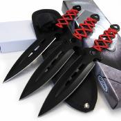 CN211593 Set de 3 Couteaux de Lancer Hazard Rite Edge Couteau Dagger en Acier Inox 3Cr13 Étui Nylon - Livraison Gratuite