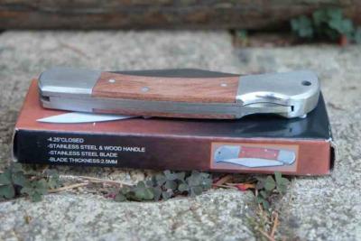 Lot de 3 CN211164 Couteau Rite Edge Lockback Wood Lame Clip Point Acier 3Cr13 Satinée Manche Bois Marron - Livraison Gratuite