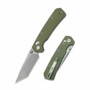 GEO2503H — Couteau GEO Knife Blaze Lame Acier Bohler M390 Tanto Stonewash Manche G10 Vert Crossbar Lock - Livraison Gratuite