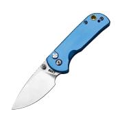 J1934BU Couteau CJRB Cutlery Mica Blue Lame Acier AR-RPM9 Satin Button Lock IKBS - Livraison Gratuite
