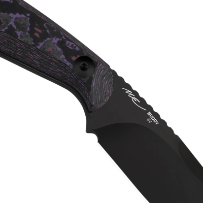 KI1081A10 Kizer Buddy – Couteau Fixe EDC Lame 4V Manche Fat Carbon Purple Haze Housse Kydex - Livraison Gratuite