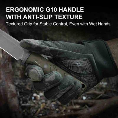 KI1096A2 Kizer Camp 180 - Couteau Fixe Outdoor Lame Drop Point Acier AEB-L Manche G10 Green Étui Kydex - Livraison Gratuite