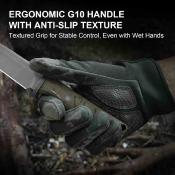 KI1096A2 Kizer Camp 180 - Couteau Fixe Outdoor Lame Drop Point Acier AEB-L Manche G10 Green Étui Kydex - Livraison Gratuite
