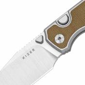 Ki3634A1 Kizer Wharning | Couteau Lame Sheepsfoot Acier CPM-S45VN Satin | Manche Black UltreX Micarta Liner Lock - Livraison Gratuite