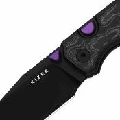Ki3634A2 Kizer Wharning | Couteau Lame Sheepsfoot Acier CPM-S45VN Black | Manche Black UltreX Micarta Liner Lock - Livraison Gratuite