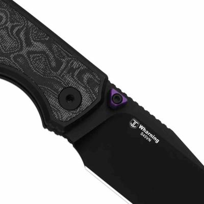 Ki3634A2 Kizer Wharning | Couteau Lame Sheepsfoot Acier CPM-S45VN Black | Manche Black UltreX Micarta Liner Lock - Livraison Gratuite