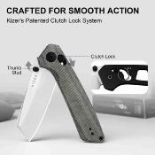 KIV3693A3 Kizer Madrac – Couteau Lame Acier Nitro-V Reverse Tanto Manche Norplex Black Clutch Lock Thumb Stud Clip – Livraison Gratuite