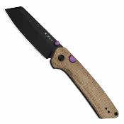 KIV3693BSA1 Couteau Kizer Madrac | Lame Acier 14C28N Black PVD Sheepsfoot | Manche Norplex Micarta Brown | Button Lock | Livraison Gratuite