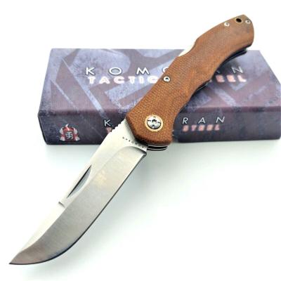 KO039 Couteau Komoran Tanto Lockback Brown Micarta Handle Stainless Blade Clip - Livraison Gratuite