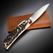 KOT422514 Couteau de Poche Artisanal Kotoh Made in Japan | Lame Acier D2 | Slipjoint & Manche Bois de Cerf - Livraison Gratuite