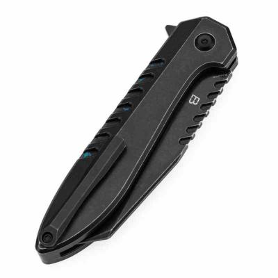 T1093F2 Kansept Kosame | Couteau Pliant | Lame Wharncliffe Acier 154CM Blackwash | Manche Titane Noir + FCarbone Bleu | Button Lock - Livraison Gratuite
