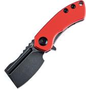 KT3030P3 — Couteau Kansept Mini Korvid Lame Acier 154CM 59-61 HRC Black Stonewash Cleaver Manche Aluminium Rouge Linerlock Clip Livraison Gratuite