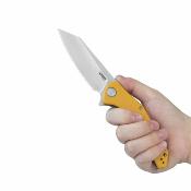 KUB158N Couteau Kubey Flash | Lame Reverse Tanto Acier San Mai M2 | Manche Yellow G10 Bearings Linerlock - Livraison Gratuite