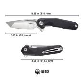 KUB237A Couteau Kubey Carve Nest Lame Tanto D2 Finition Sablée Manche G10 Noir Linerlock Bearing - Livraison Gratuite
