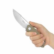 KUB331R Kubey Thalia – Couteau pliant Liner Lock Lame Acier 14C28N Stonewash Manche Tan G10 - Livraison Gratuite