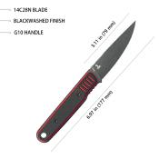 KUB356A Couteau Kubey JL Fixie Red Black Lame Acier 14C28N Blackwash Etui Kydex - Livraison Gratuite