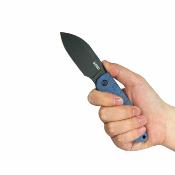 KUB455C Kubey Microburst Blue – Couteau Fixe Lame Acier 14C28N Blackwash Manche Micarta Bleu Housse Kydex  – Livraison Gratuite