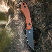 KUB468D Kubey TLB II - Couteau Fixe EDC Lame Acier 14C28N Blk Manche Micarta Brun Étui Kydex Tek-Lok - Livraison Gratuite