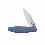 KUB474B Kubey Whammy Couteau Lame Acier 14C28N Satin Manche Titane Blue Framelock - Livraison Gratuite