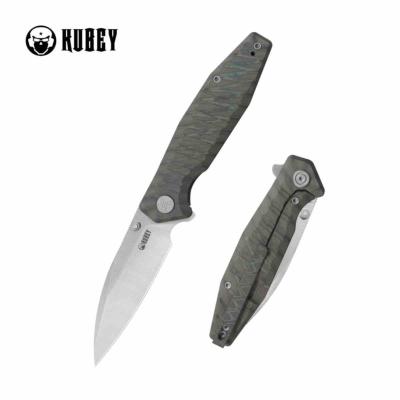 KUB474C Kubey Whammy Lame Acier 14C28N Satin Manche Titane Flamed Framelock - Livraison Gratuite