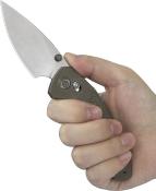 KUB488E — Couteau KB Knives Aero Lame Acier Bohler M390 Drop Point Satiné Manche Titane Bronze Crossbar Lock Livraison Gratuite