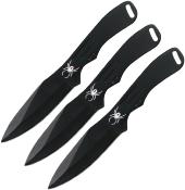 M4501 Set de 3 Couteaux de Lancer Perfect Point Throwing Spider Lames Acier Inox Black Etui - Livraison Gratuite