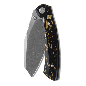 MGR827BK — Couteau Miguron Karok Lame Acier D2 Sheepsfoot Stonewash Manche Aluminium Noir Button Liner Lock - Livraison Gratuite