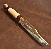 PA203450RD Couteau De Chasse Rando Rite Edge Silver Stream | Lame Acier Inox | Manche Pakkawood & Os | Housse Cuir | Livraison Gratuite