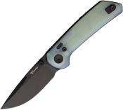 REA176 Couteau Reate PL-XT Jade Lame Drop Point Acier Nitro-V Stonewash Button Lock - Livraison Gratuite