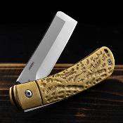 RR2284 Couteau Rough Ryder Apta Lame Cleaver Acier VG-10 Manche Laiton Slip Joint - Livraison Gratuite