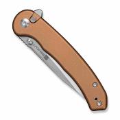 S251021 Sencut Ingot Brown | Couteau Lame Acier D2 Clip Point | Manche Aluminium | Button Lock | Livraison Gratuite