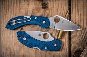SC28PCBL2 Couteau Spyderco Dragonfly 2 Lame Acier CPM SPY27 Manche FRN Bleu Cobalt Lockback Made in Japan  - Livraison Gratuite