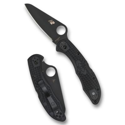 SC88PBBK2 Couteau Pliant Spyderco Salt 2 Lame Acier H-2 Manche FRN Noir Lockback Made In Japan - Livraison Gratuite