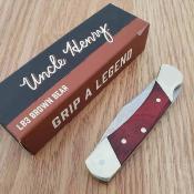 SCHLB3 Schrade Uncle Henry LB3 – Couteau Pliant Lockback | Lame Clip Point Inox | Manche Bois de Rose & Mitres Nickel - Livraison Gratuite