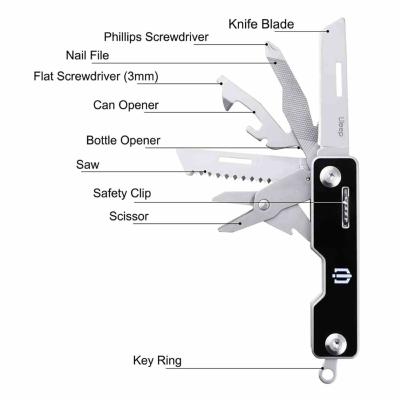 SHIAK01 Shieldon Multitan Tool AK01 | Outil Multifonction 9-en-1 | Lame 420 43 mm | Manche Aluminium + ABS | Verrouillage Axial - Livraison Gratuite