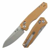 T1105V8 Couteau TENABLE Beaver Lame Acier Nitro-V Stonewashed Manche Aluminium Bronze Cross Bar Lock - Livraison Gratuite