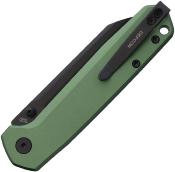 TD015OD Couteau Defcon Tier 2 Sheepfoot Sandvik 14C28N Lame Noire Manche Aluminium Olive Sécurité Button Lock - Livraison Gratuite