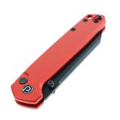 TD015RD Couteau Defcon Tier 2 Lame Sheepfoot Sandvik 14C28N Manche Aluminium Red Sécurité Button Lock - Livraison Gratuite 