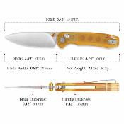 TVJM03YP14 Trivisa Dragonfly-Y – Couteau Pliant EDC, Lame 14C28N, Manche PEI, Verrouillage Axis Lock - Livraison Gratuite