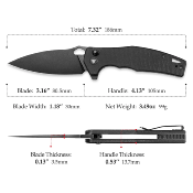 TVTY20BM14 — Couteau Trivisa Corvus Button Lock Lame Acier 14C28N Drop Point Noir Manche Micarta Noir - Livraison Gratuite